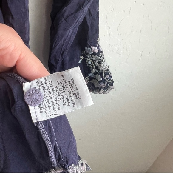 Johnny Was Mayan Ivory Embroidered Long Sleeve Tunic Blue - Picture 15 of 15